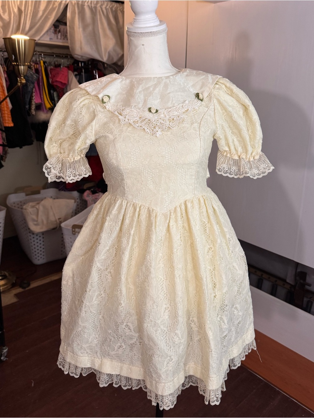 VINTAGE LACE BABY DOLL DRESS CHURCH CORE LOLITA 🎠💓🎀